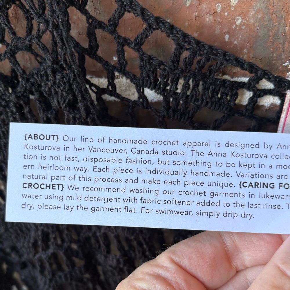 Anna Kosturova The Collection Handmade Crochet Black Coverup Size Small NWT - Picture 13 of 13
